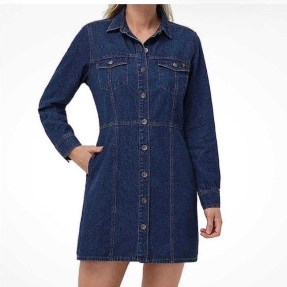 Frye Denim Long Sleeve Mini Dress size Medium in Dark Wash